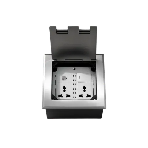 Stainless-Steel Floor Outlet Box with 2 Power Sockets and 2 Switches product image