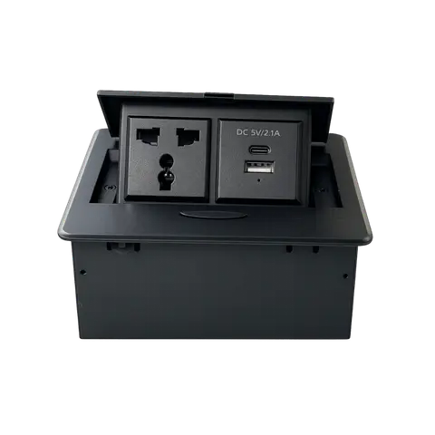 Dual-Socket Pop-Up Power Box — Silver product image