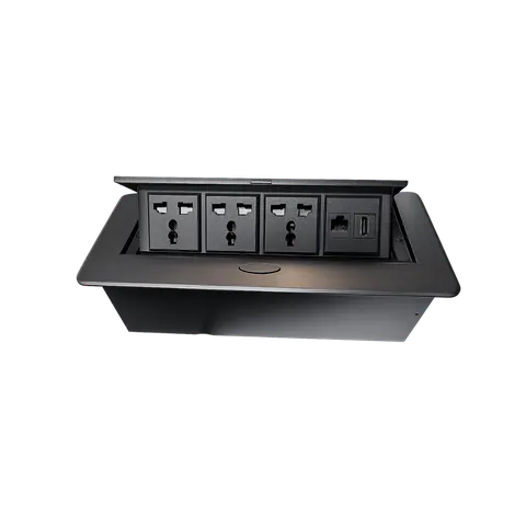 Hydraulic Cable Cubby with 3 Power Sockets, RJ45 and HDMI product image