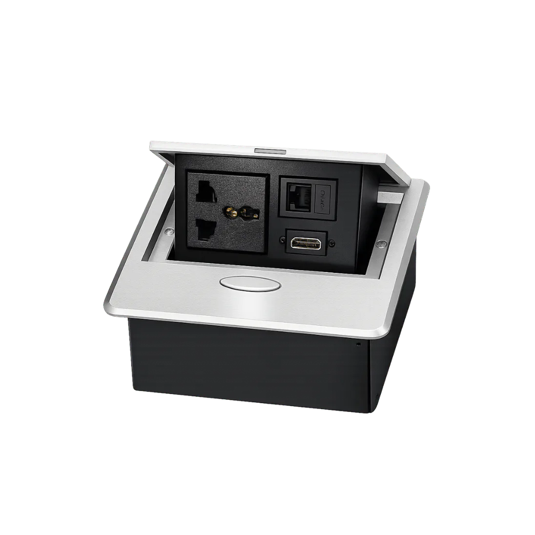 Square-Button Pop-Up Power Box with Power Socket and Switch, 2 POWER; Silver; CCS 003 product image
