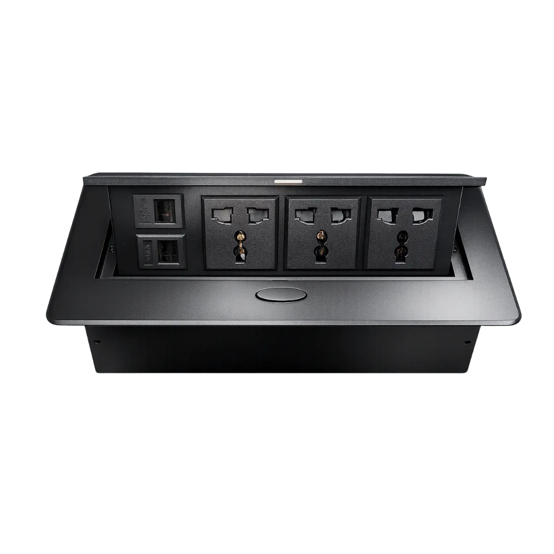 Hydraulic Cable Cubby with 3 Power Sockets and Dual RJ45, 3 POWER / 2 RG 45; 30 CM; CC 512 product image
