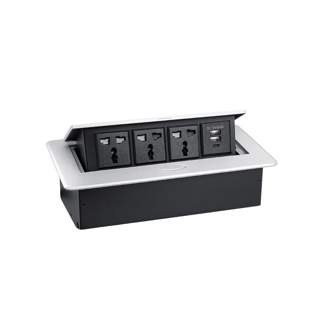 Hydraulic Cable Cubby with 3 Power Sockets, Dual USB-A and USB-C — CC 504, 3 POWER / 2 USB / 1 TYPE C; 30 CM; CC 504 product image