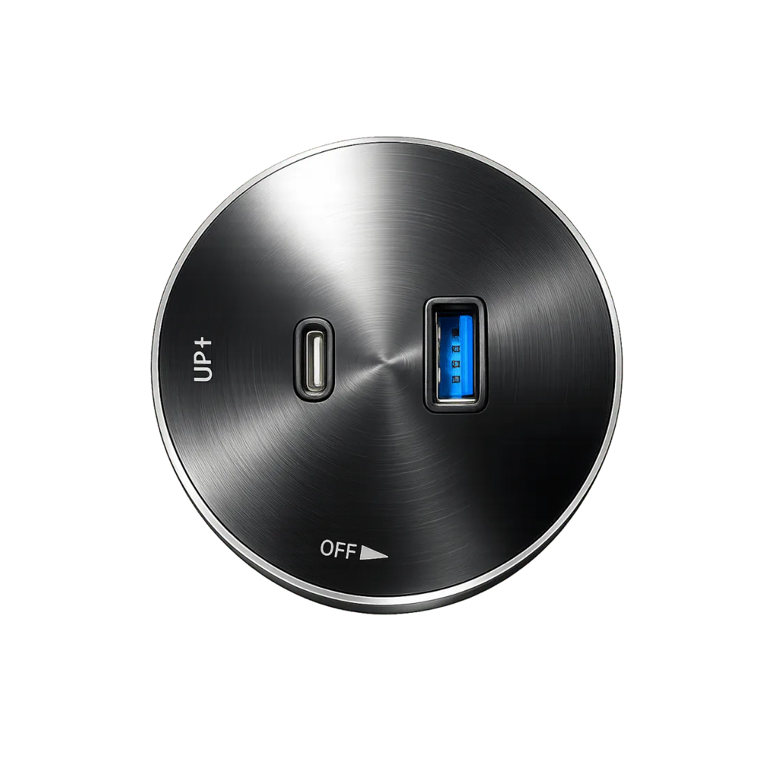 Round Pop-Up USB-A and USB-C Charging Module, 1 USB-A / 1 USB-C; Black; SS 02 product image