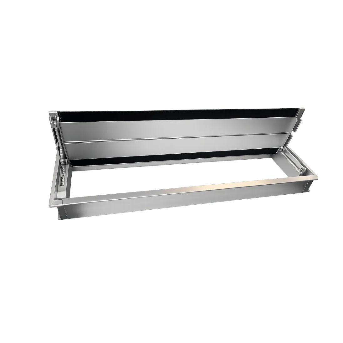Dual-Door Brush Flap Cable Cover, 148 × 500 mm, Dual-Door Brush Flap, Silver — FPD 01 product image