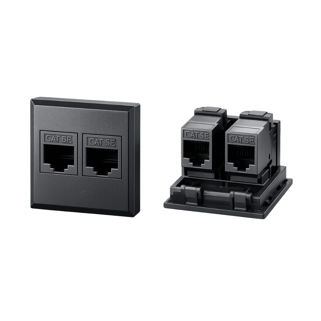 Dual RJ45 Keystone Housing, 2 RJ45 KEYSTONE HOUSINGS; Black; SS 14 product image