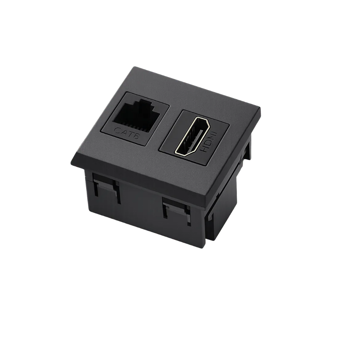 RJ45 and HDMI Combination Insert Plate, 1 RJ45 / 1 HDMI; Black; SS 15 product image