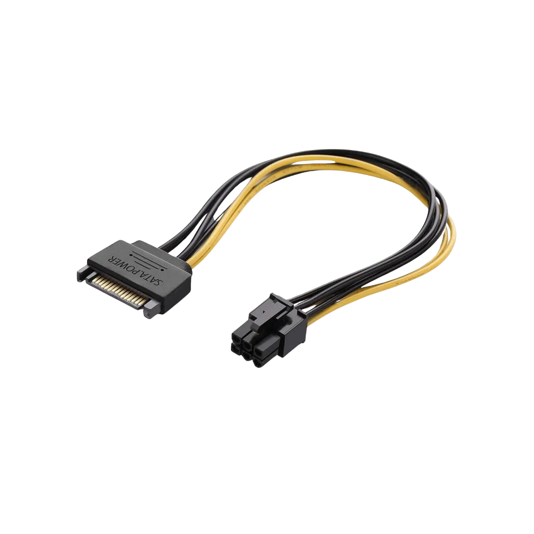 SATA 15-Pin to PCIe 6-Pin Power Adapter Cable, SATA 15-PIN POWER FEMALE; PCIE 6-PIN MALE; Black / Multicolor; 0.2 M; CBL 010 product image