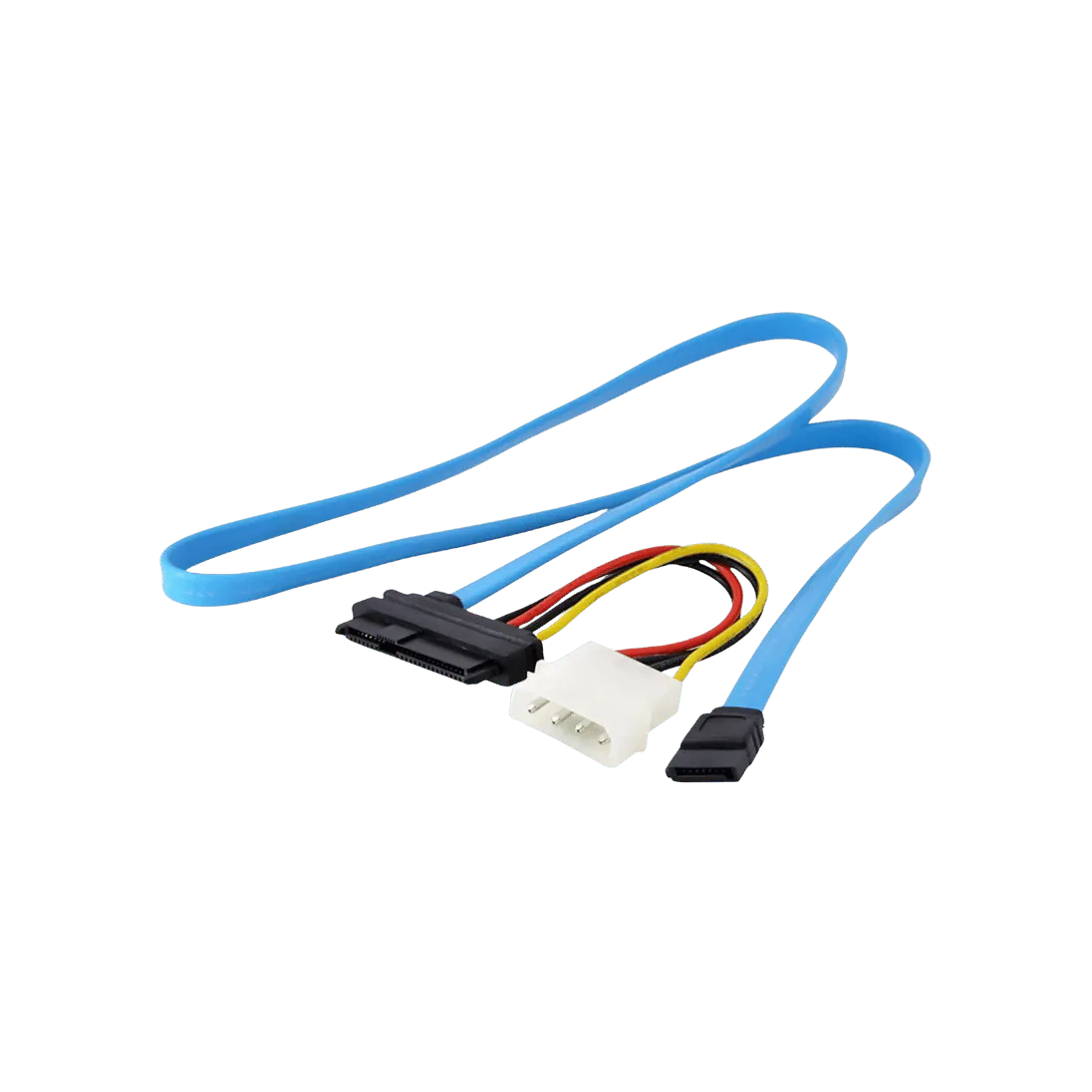 SFF-8482 SAS to SATA Data and Molex Power Adapter Cable, SFF-8482 29-PIN SAS DRIVE CONNECTOR; SATA 7-PIN DATA; 4-PIN MOLEX POWER; Black / Multicolor; 0.3 M; CBL 011 product image