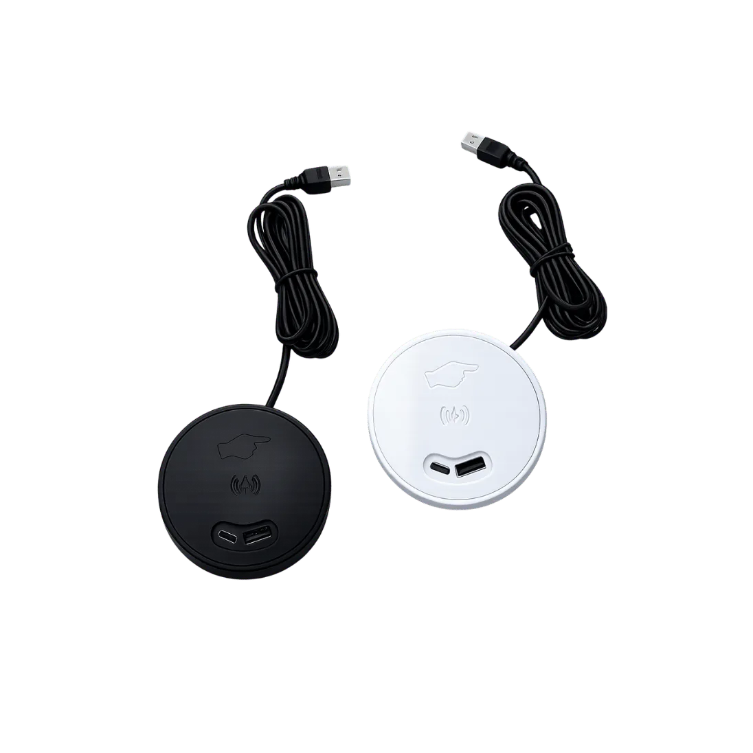 Round Wireless Charging Module with USB-A and USB-C, WIFI / 1 USB / 1 TYPE C; Black; 1.5 MTR; CDC 01 product image